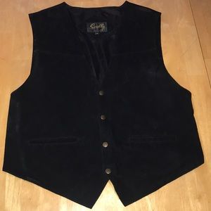 Scully Leather/Satin Black Vest 4 Bronze Snaps XL